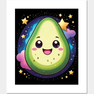 Kawaii Avocado in the Sky among Stars Posters and Art